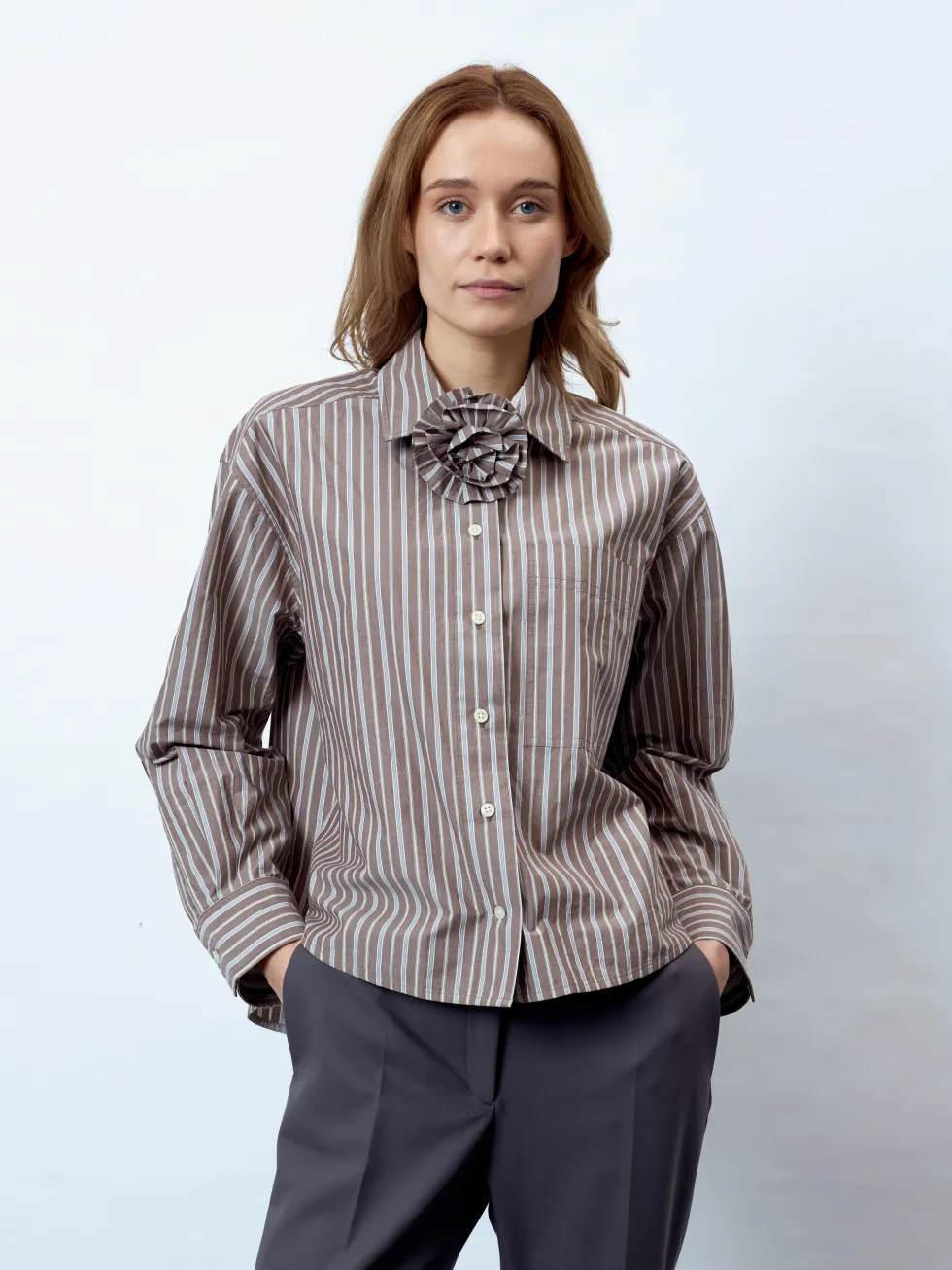 MILA - Langarm Damenbluse, gewebt
